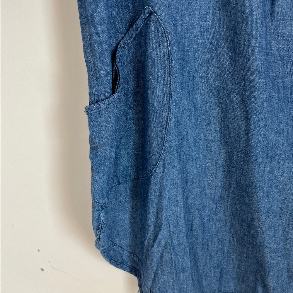 CP‎ Shades Indigo Cotton Twill Tunic Shirt Sz Medium - READ Pockets Lightweight - Picture 3 of 12